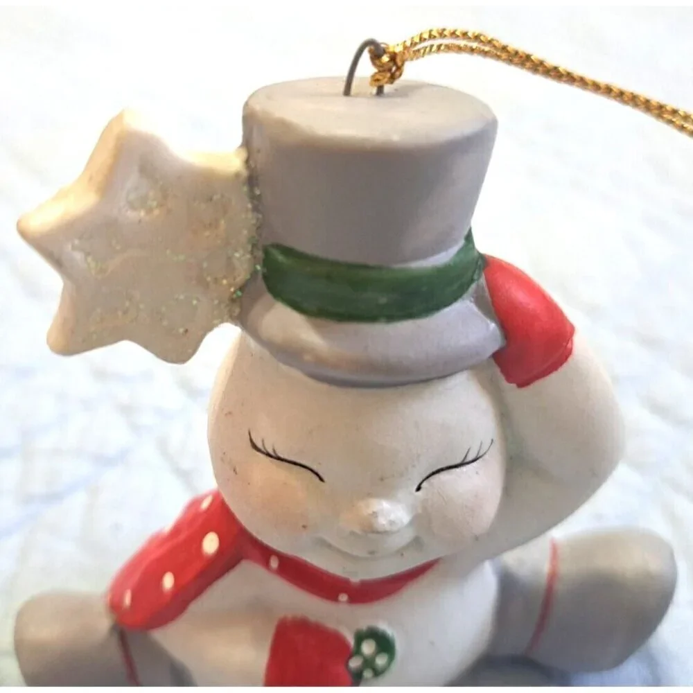 Unbranded Smiling Snowman Ornament Snowflake Scarf Top Hat
